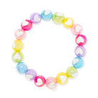 Colorful beaded bracelet with heart patterns on a white background