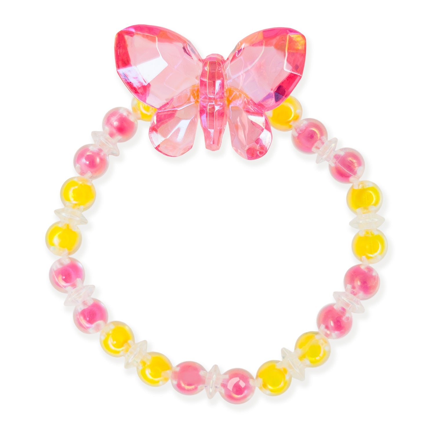 Butterfly-shaped hair clip with colorful beads on a white background