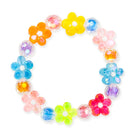 Colorful flower-shaped beads on a white background