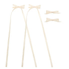 Cream ribbon bow clip set featuring two bows with long trailing ribbons and two smaller bow clips.
