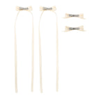 Cream ribbon bow clip set of four, two with long trailing ribbons and two smaller bows.