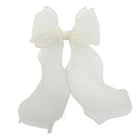 Ivory organza large bow clip with sheer, flowing fabric and delicate stitched edges.