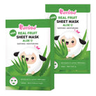 Cosmetic packaging for children's aloe face masks.