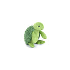 Green plush turtle toy on a white background