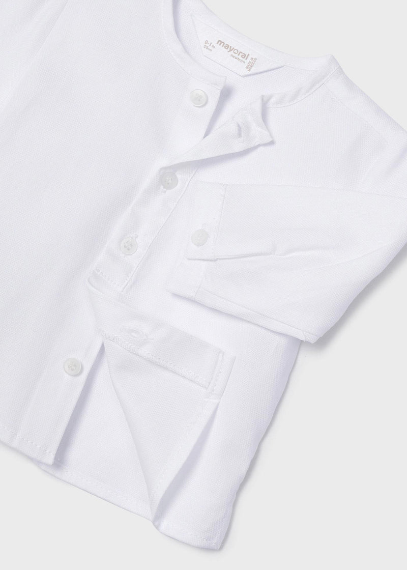 Long sleeve shirt & pants set - White