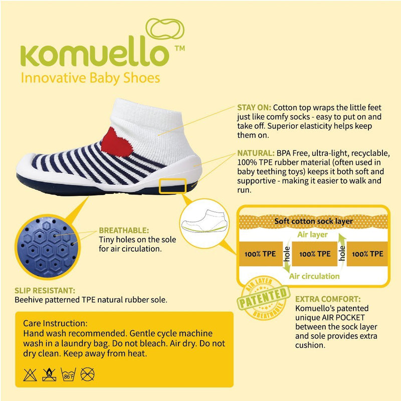 Komuello Baby Shoes - Dots & Stripes - Pink