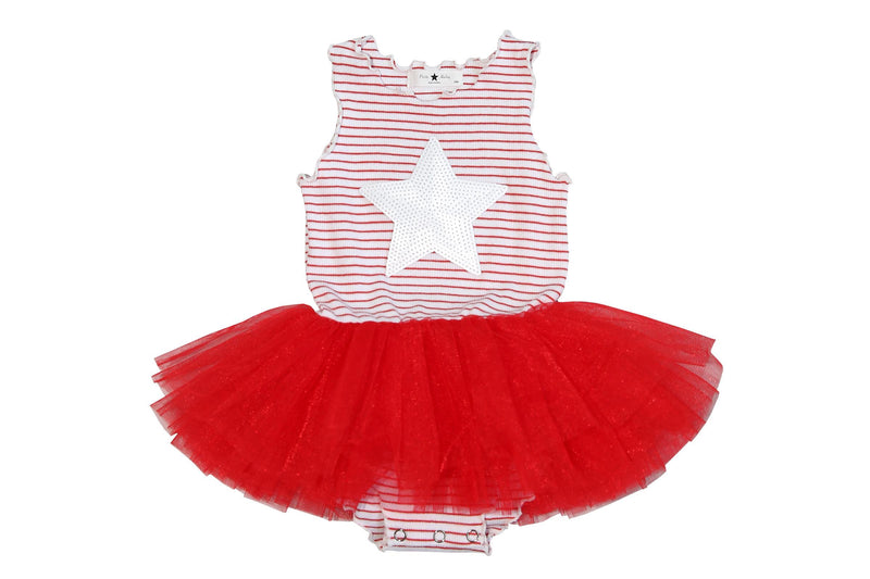 Baby Stripe Star Tutu Dress - Red