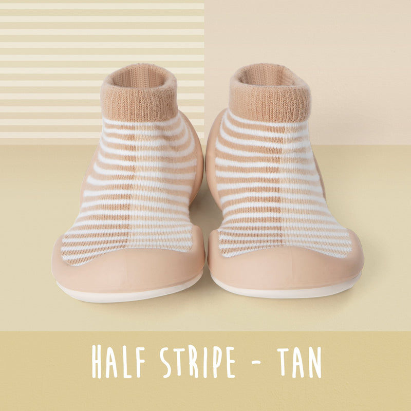 Komuello Baby Shoes - Half Stripe - Tan