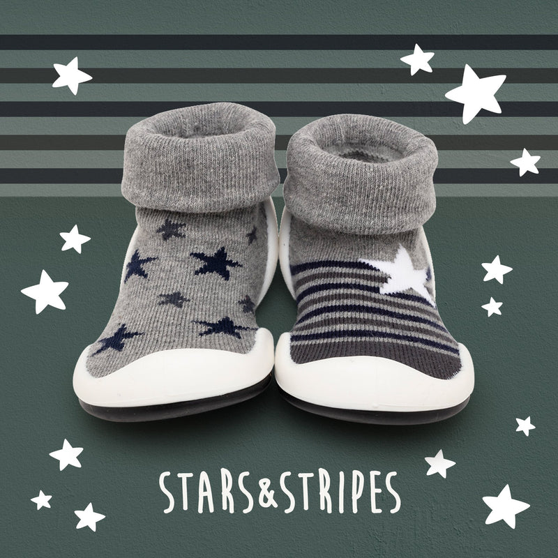Komuello Baby Shoes - Stars & Stripes - Grey