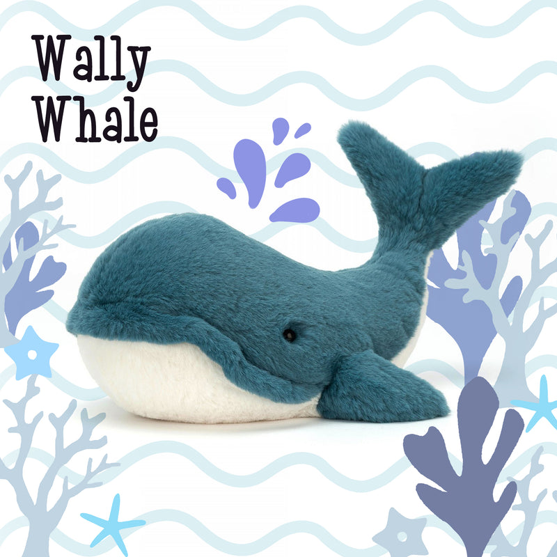 Jellycat - Peluche baleine Wally - S - L = 12 cm x l = 20 cm x H =15 cm